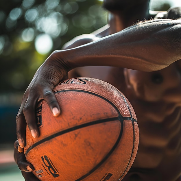 Vue rapprochée d'un athlète jouant au basket