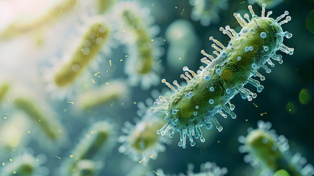 Vue rapprochée des bactéries dans l'eau