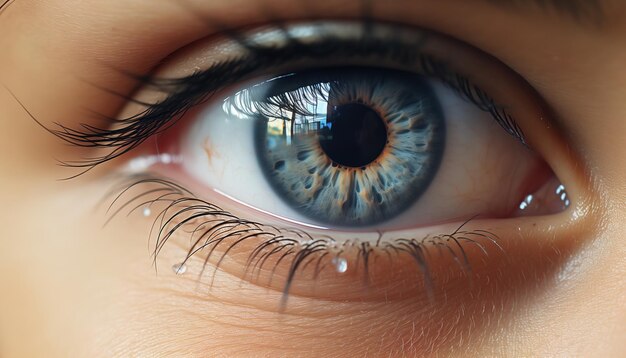 Photo vue rapprochée des beaux yeux d'une jeune fille