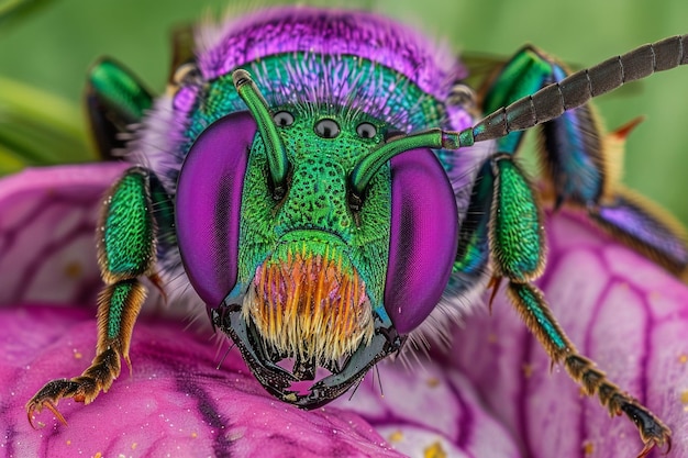 Une vue rapprochée d'une belle abeille