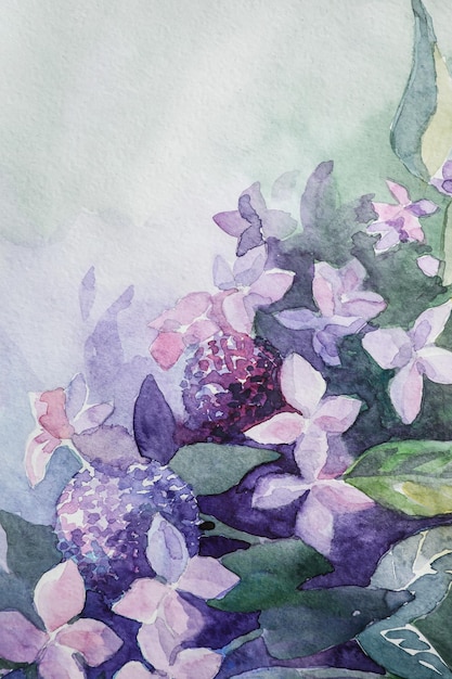 Vue rapprochée de la belle aquarelle florale