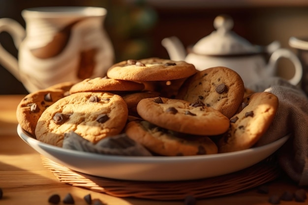 Vue rapprochée des biscuits au chocolat sur un plat