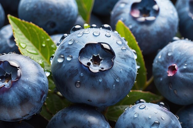 Vue rapprochée des bleuets de Dewy dans Vivid Detai