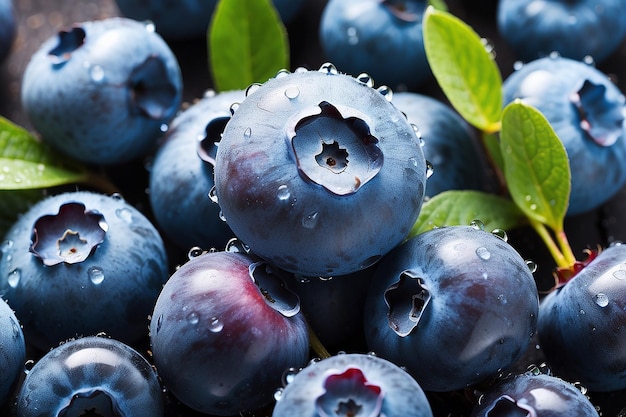 Vue rapprochée des bleuets de Dewy dans Vivid Detai