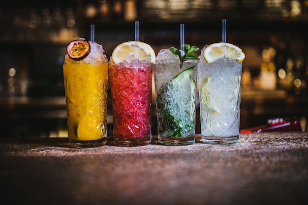 Vue rapprochée des boissons froides