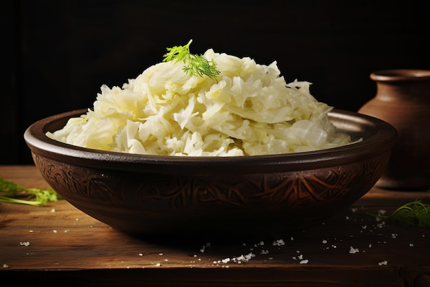 Vue rapprochée d'un bol de choucroute nourriture saine super nourriture