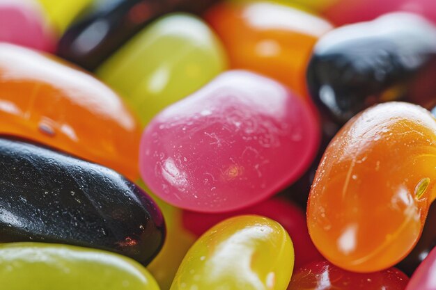 Photo vue rapprochée des bonbons à la gelée multicolores