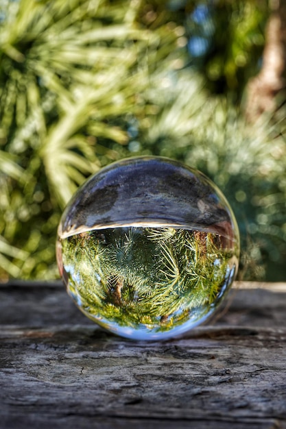 Vue rapprochée de la boule de cristal sur la table