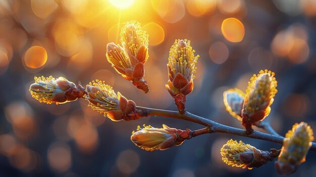 Vue rapprochée d'une branche d'arbre avec des bourgeons