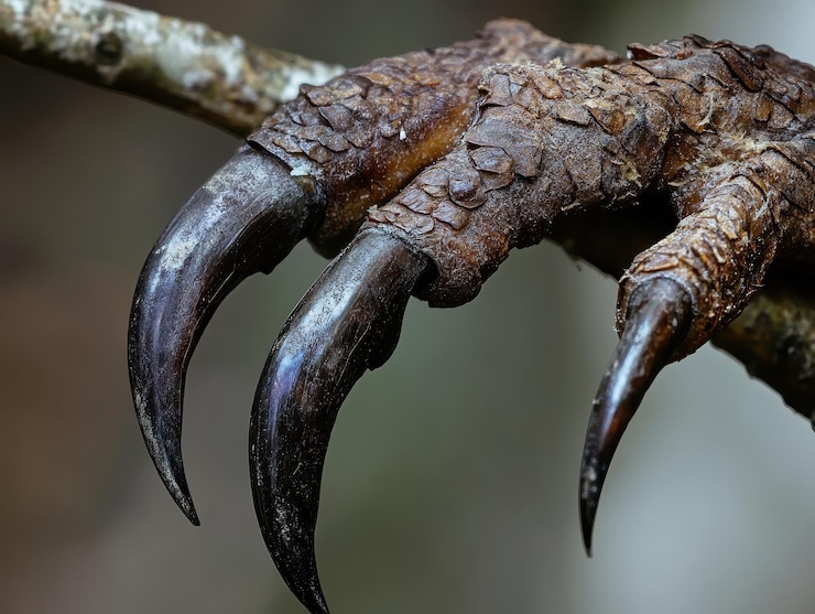 Photo vue rapprochée d'une branche tenant des griffes aiguës d'un oiseau