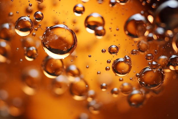 Vue rapprochée des bulles qui bouillonnent dans un verre de thé glacé