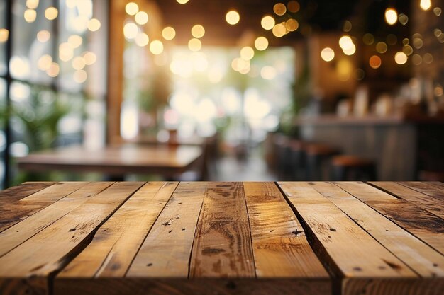 Vue rapprochée d'un café et d'un bar en bois sur le fond