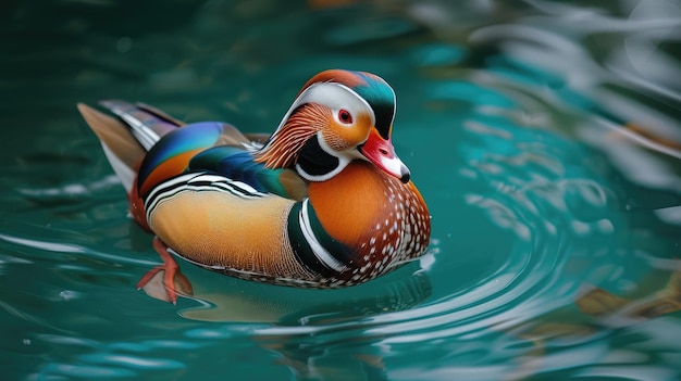 Vue rapprochée d'un canard mandarin nageant dans l'eau