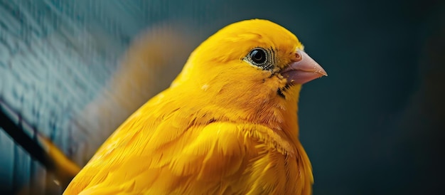 Vue rapprochée d'un canari jaune en captivité