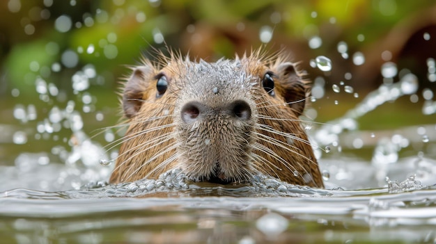 Vue rapprochée d'un castor nageant dans une étendue d'eau