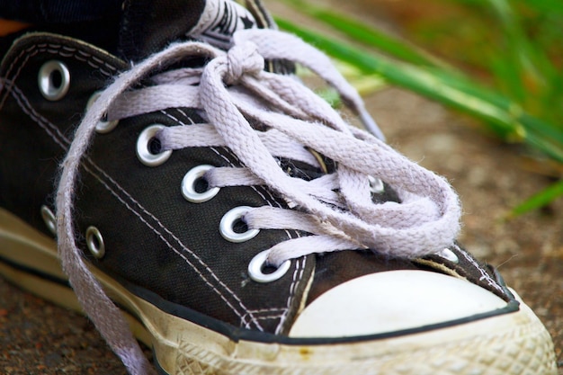 Photo vue rapprochée de la chaussure sur le terrain