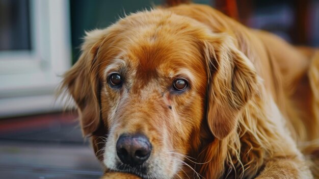 Photo vue rapprochée d'un chien allongé sur le sol