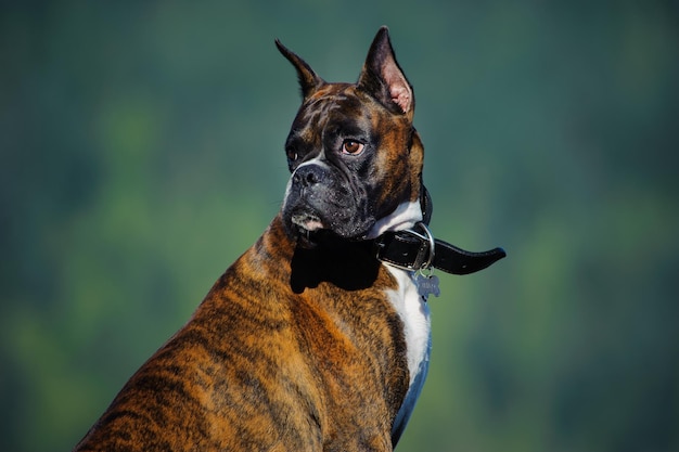 Photo vue rapprochée d'un chien qui détourne son regard à l'extérieur