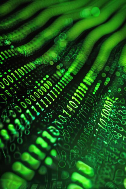 Photo vue rapprochée d'un clavier d'ordinateur recouvert de lettres vertes convient pour les concepts de technologie et de communication