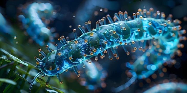 Photo vue rapprochée d'une colonie d'escherichia coli sous un microscope montrant la diversité des micro-organismes dans l'intestin concept du microbiome diversité bactérienne escherichia coli microscopie de la colonie de santé intestinale