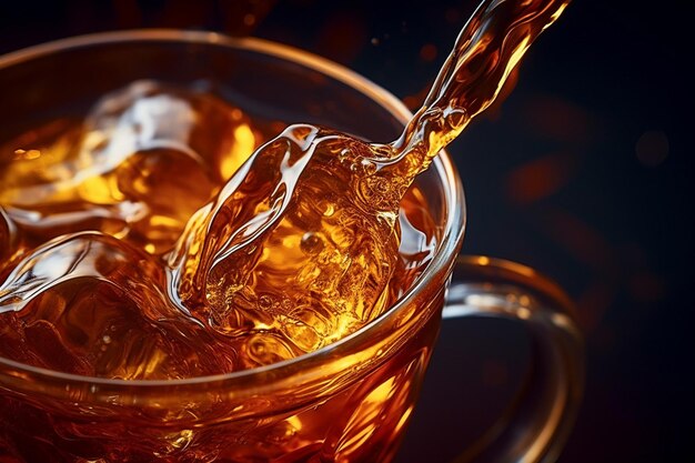 Vue rapprochée de la condensation sur un verre de thé glacé