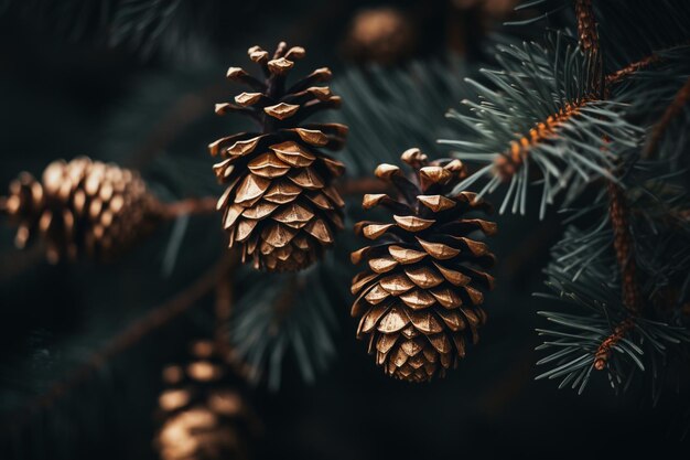 Vue rapprochée des cônes de pin sur une branche