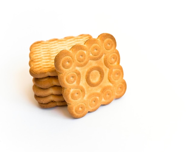 Photo vue rapprochée des cookies sur fond blanc