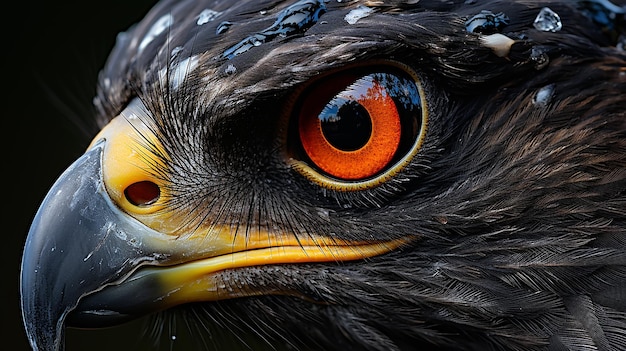 Photo vue rapprochée d'un corbeau aux yeux bruns