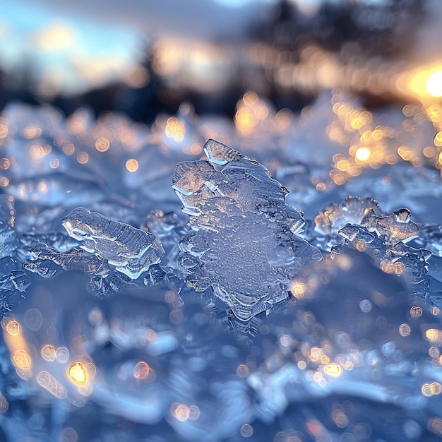 Photo vue rapprochée des cristaux de glace qui se forment sur une surface
