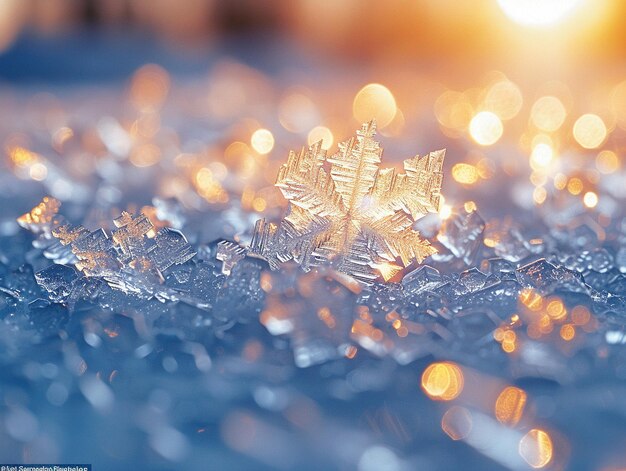 Vue rapprochée des cristaux de glace qui se forment sur une surface