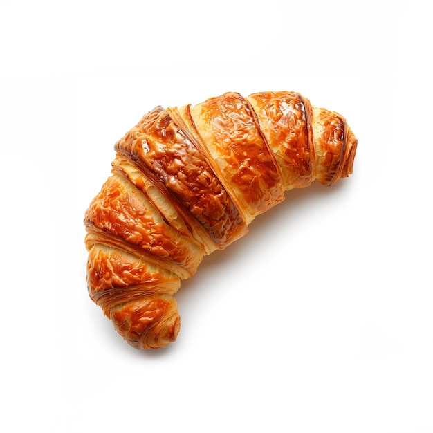 Vue rapprochée d'un croissant sur fond blanc AI générative