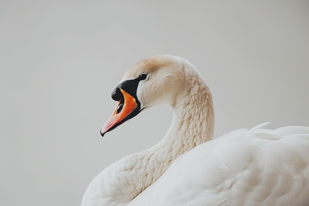 Vue rapprochée d'un cygne blanc au bec orange