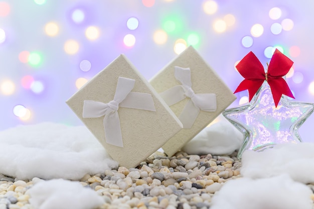 Photo vue rapprochée de la décoration de noël dans la boîte