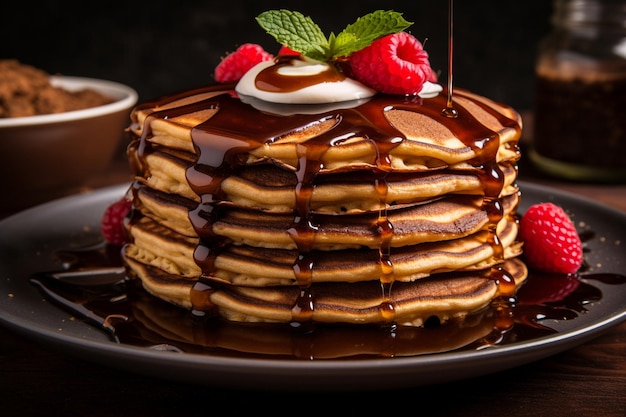 Photo vue rapprochée d'un déjeuner savoureux avec des crêpes