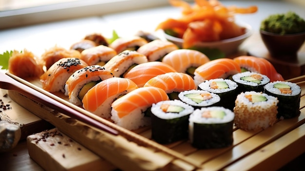 Vue rapprochée de délicieux sushis