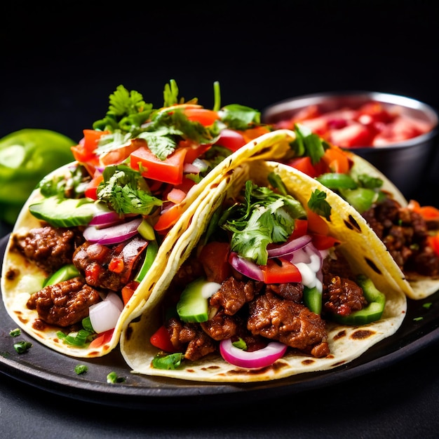 Vue rapprochée des délicieux tacos sur fond blanc