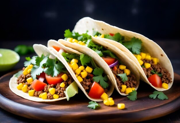 Photo vue rapprochée des délicieux tacos