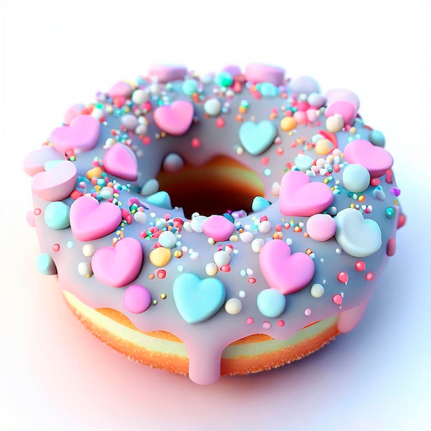 Photo vue rapprochée d'un donut glacé avec des éclaboussures de couleurs sur le dessus