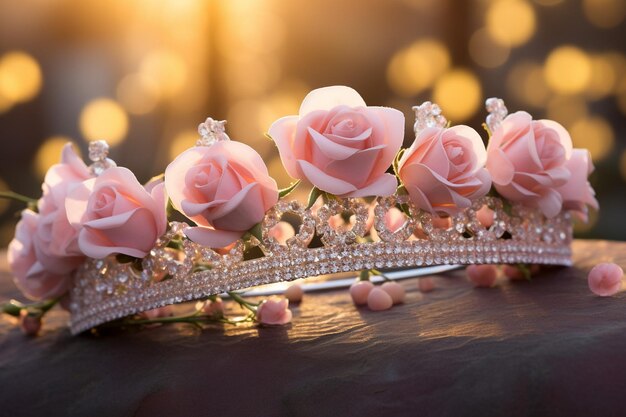 Photo vue rapprochée du bouquet avec l'anneau de fiançailles de la mariée en focus