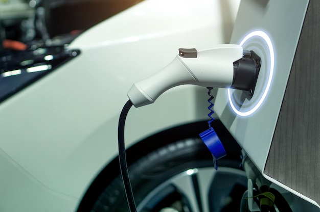 Vue rapprochée du chargeur de voiture électrique