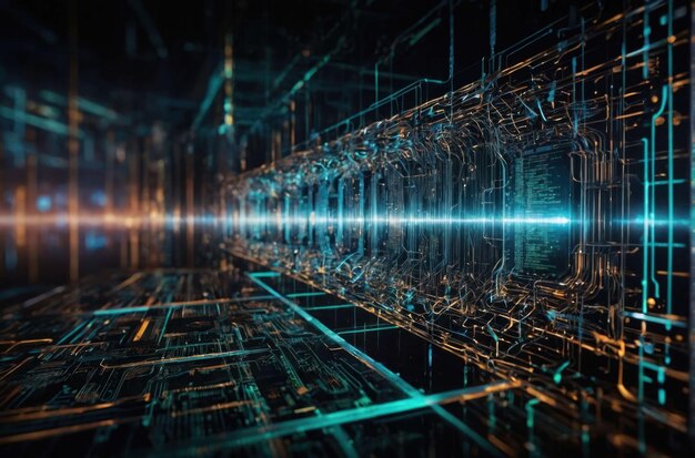 Vue rapprochée du circuit informatique quantique