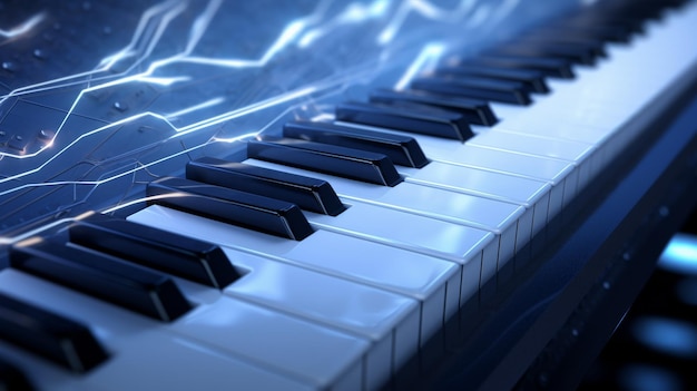 Vue rapprochée du clavier de piano