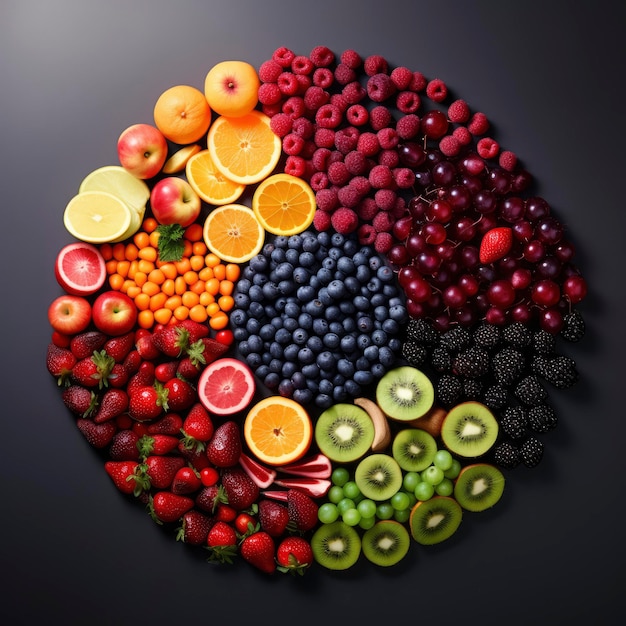 Vue rapprochée du concept de fruits colorés