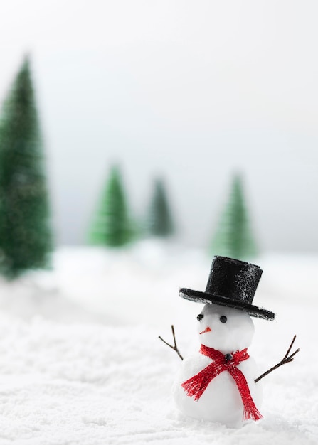 Photo vue rapprochée du concept d'hiver bonhomme de neige