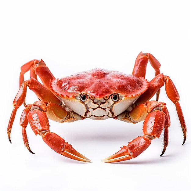 Vue rapprochée du crabe orange sur fond blanc