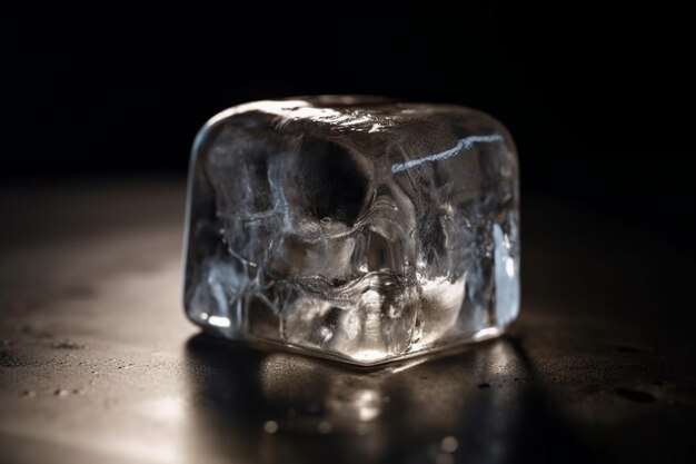 Photo vue rapprochée du cube de glace en fusion ia générative