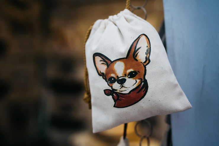 Photo vue rapprochée du dessin de chien sur le sac à dos