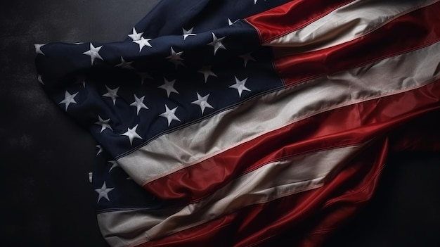 Vue rapprochée du drapeau américain en désordre