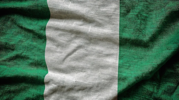 Vue rapprochée du drapeau nigérian agité Le drapeau du Nigeria soufflant dans le vent