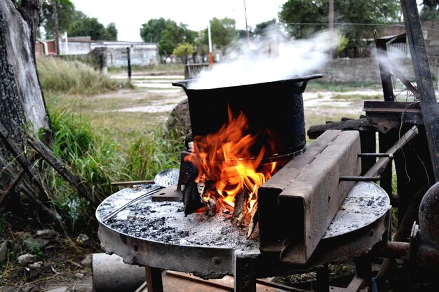 Vue rapprochée du feu de joie